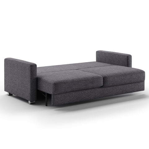 Luonto Emery Full XL Sofa Bed in Fabric Rene 04 with Metal Foot and Manual Easy Deluxe Mechanism Side Open View