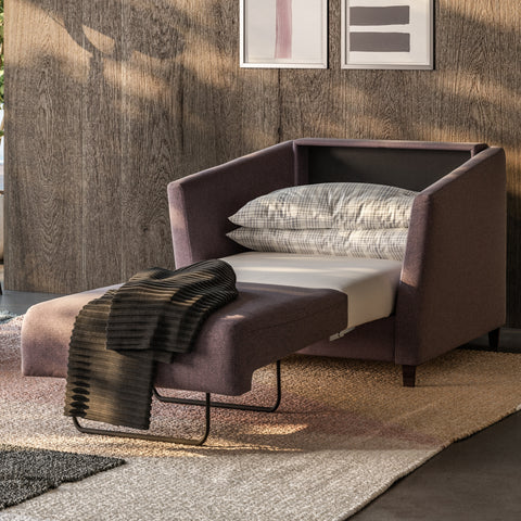 Luonto Erika Cot Sofabed in Fabric Luna 29 with Wood Foot and Nest Mechanism in Room View