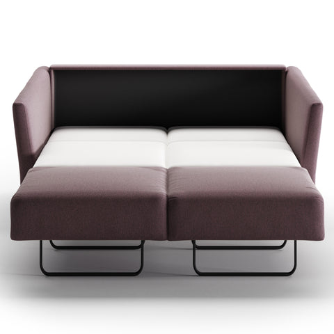 Luonto Erika Full XL Sofabed in Fabric Luna 29 with Wood Foot and Nest Mechanism in Front Open View