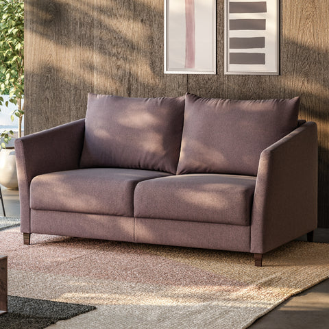 Luonto Erika Full XL Sofabed in Fabric Luna 29 with Wood Foot and Nest Mechanism in Room Closed View