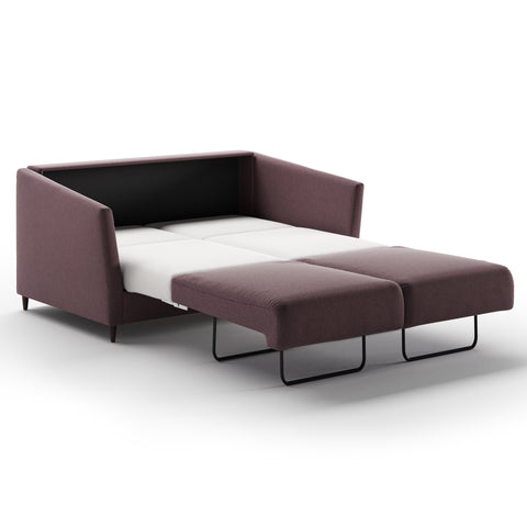 Luonto Erika Full XL Sofabed in Fabric Luna 29 with Wood Foot and Nest Mechanism in Side Open View