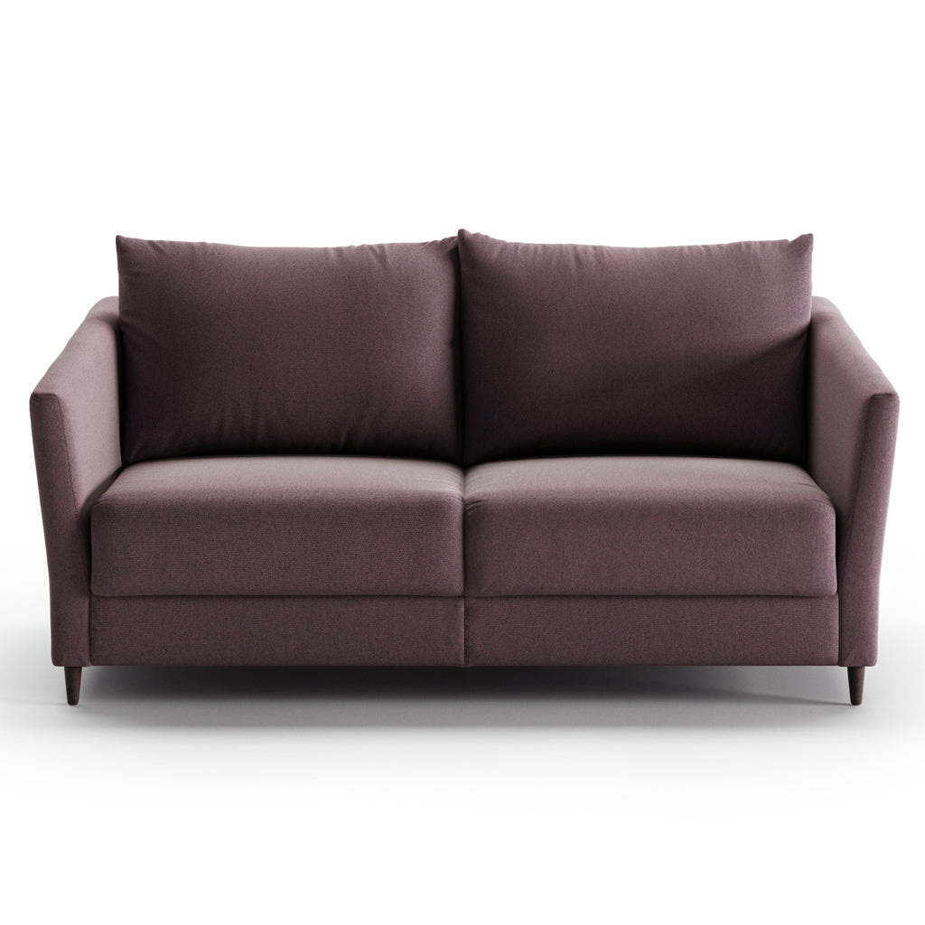 Luonto Erika Queen Sofabed in Fabric Luna 29 with Wood Foot and Nest Mechanism in Front Closed View