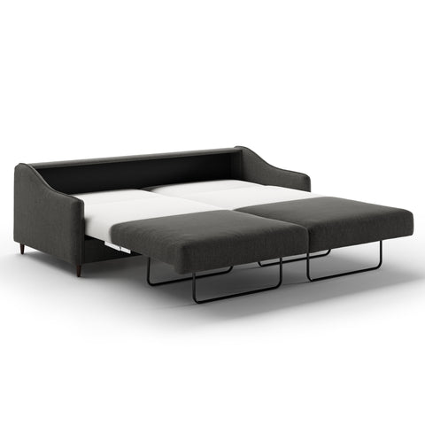 Luonto Ethos King Sofabed in Fabric Oliver 515 with Wood Foot and Nest Mechanism Side Open