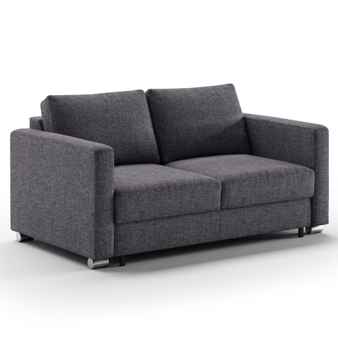 Luonto Fantasy Full XL Sofabed in Fabric Rene 04 with Chrome Foot and Level Mechanism in Side Closed View