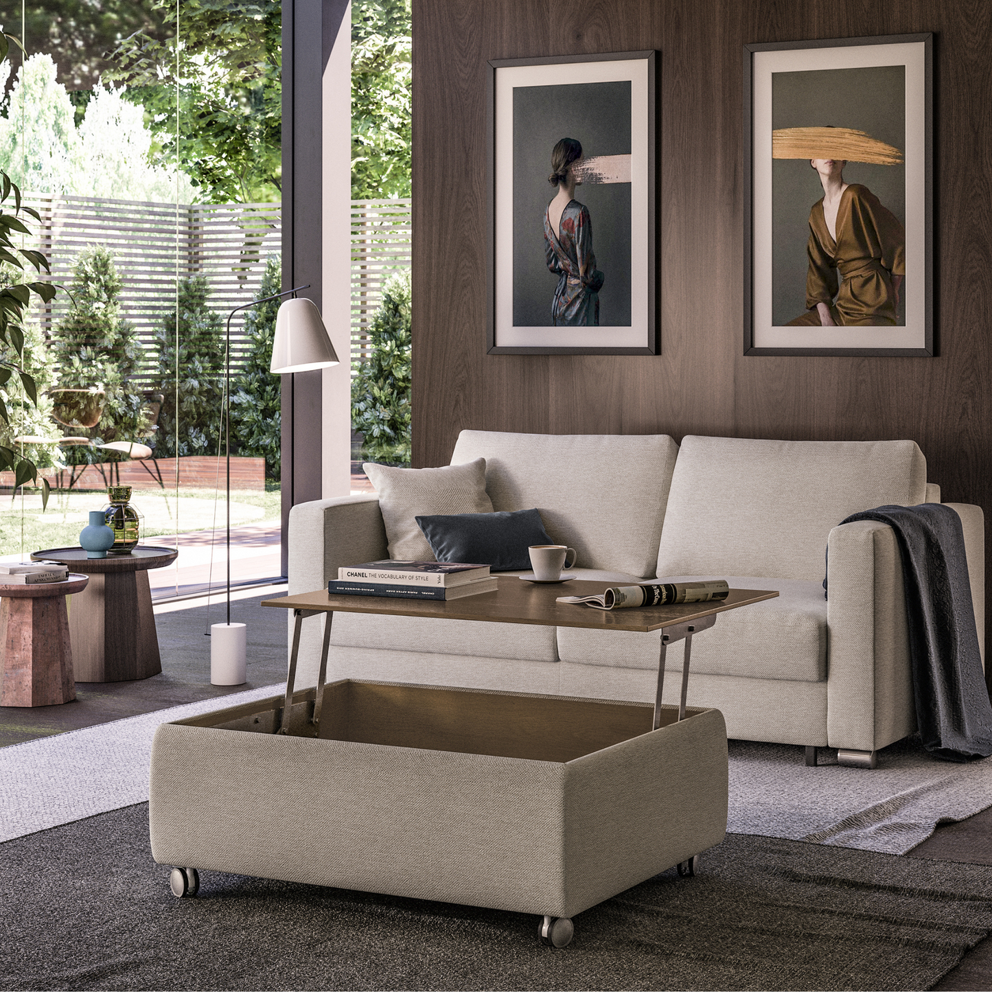Luonto Functional Coffee Table Quick Ship Program Oliver 173 (Light Grey) In Room Group Open