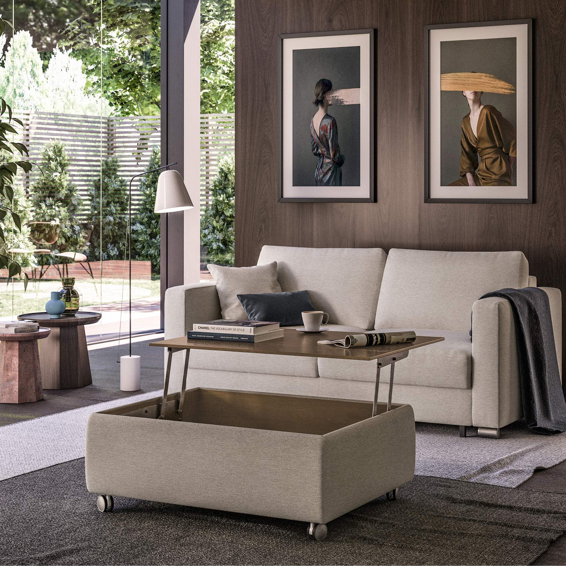 Luonto Functional Coffee Table Quick Ship Program Oliver 173 (Light Grey) In Room Group Open