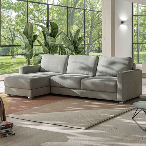 Luonto Hampton Queen Sectional Chaise Sofabed in Fabric Rodeo 104 with a Hybrid Mechanism