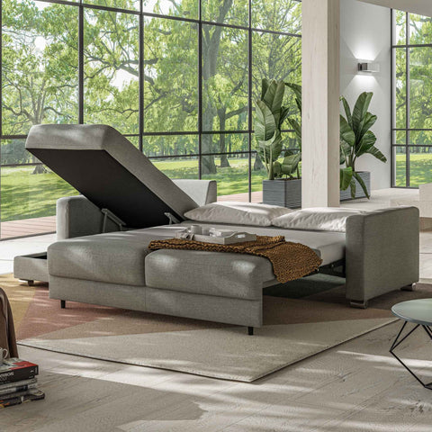 Luonto Hampton Queen Sectional Chaise Sofabed in Fabric Rodeo 104 with a Hybrid Mechanism