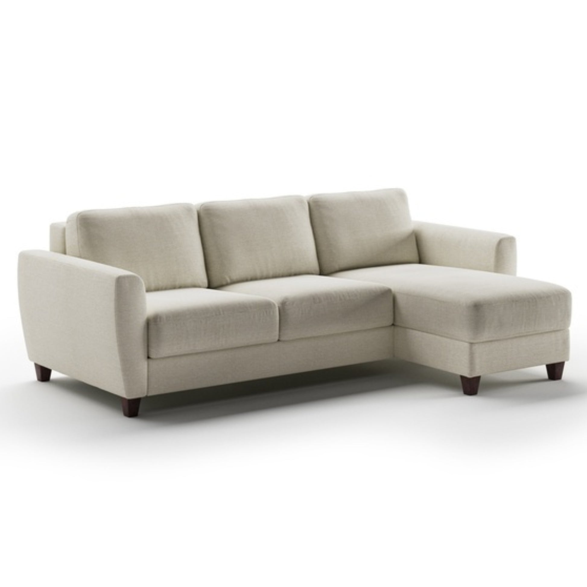 Luonto Harper Full XL Sectional and Reversible Chaise Sofabed with Walnut Feet and a Nest Mechanism