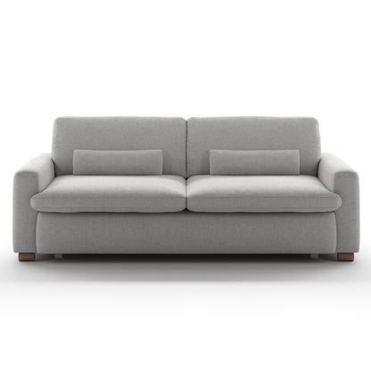  Luonto Kai Full Sofa Bed in Fabric Oasis 15 with Walnut Wooden Feet and Slide Function Mechanism Front Closed View