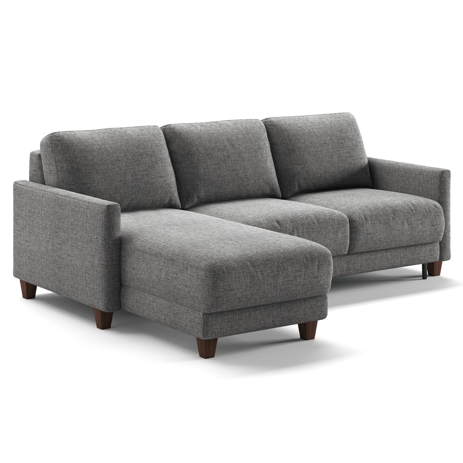 Martta Full XL Sectional (Loveseat Sleeper + Reversible Chaise) Atlantic 07 - 127/9 Walnut Feet Flip Function