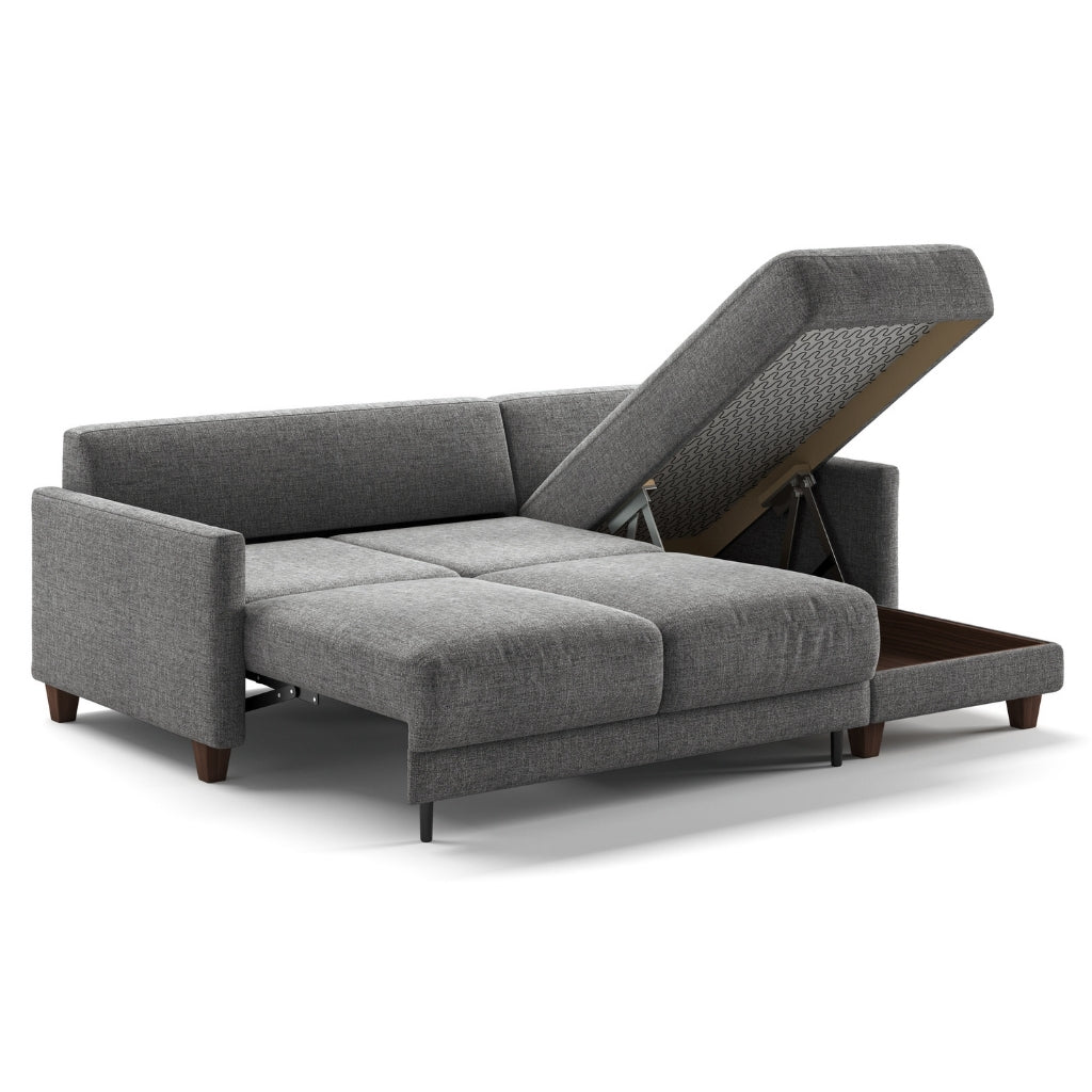 Martta Full XL Sectional (Loveseat Sleeper + Reversible Chaise) Atlantic 07 - 127/9 Walnut Feet Flip Function