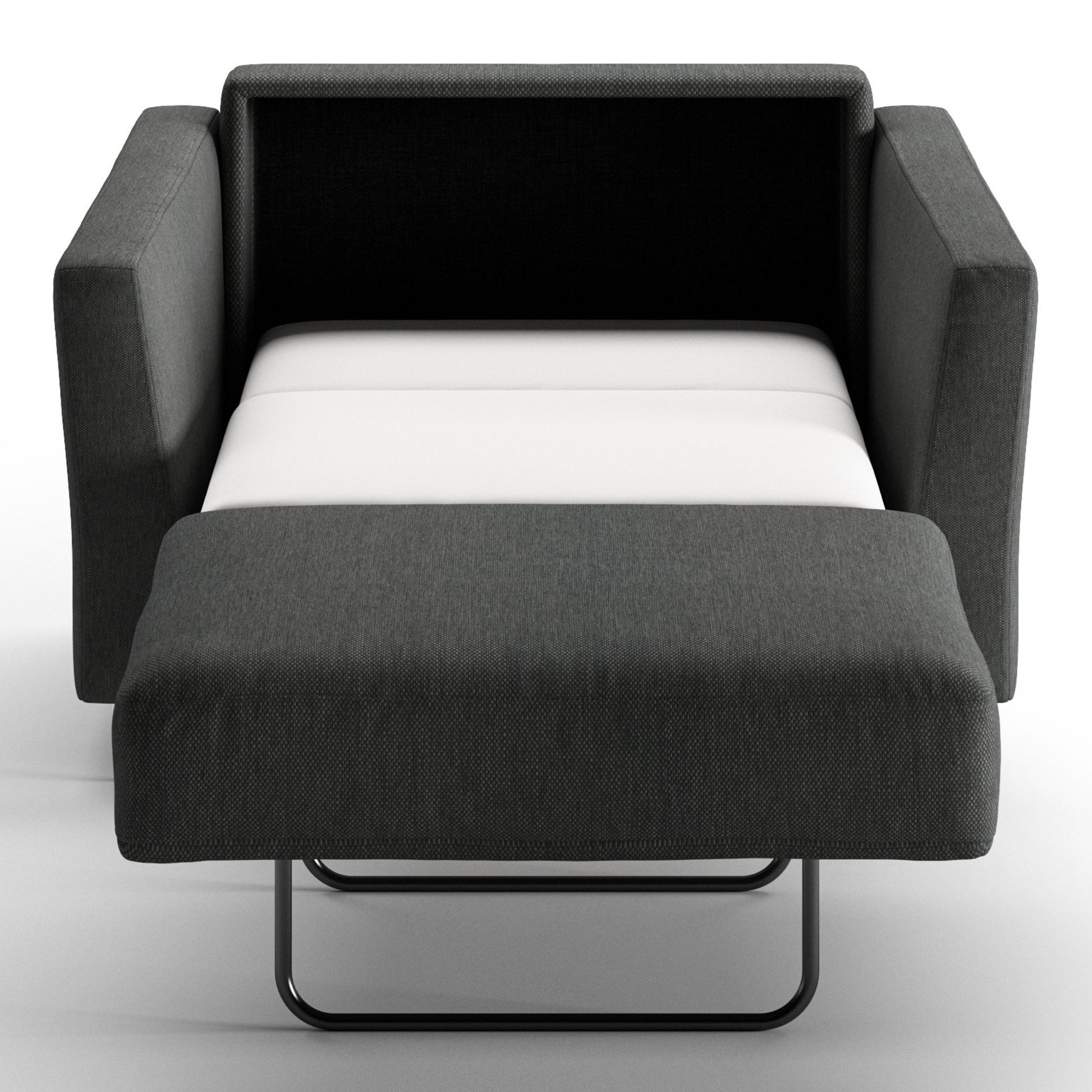 Luonto Monika Cot Sofabed in Fabric Loule 630 with Nest Mechanism in Front Open View