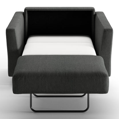Luonto Monika Cot Sofabed in Fabric Loule 630 with Nest Mechanism in Front Open View
