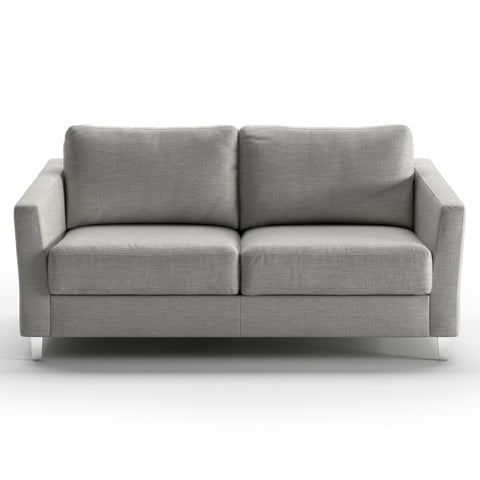 Luonto Monika Full XL Sofabed in Fabric Oliver 173 with Chrome Foot and Nest Mechanism in Front Closed View