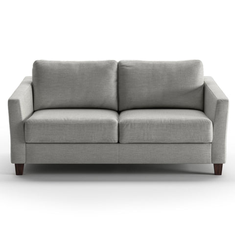 Luonto Monika Full XL Sofabed in Fabric Oliver 173 with Wood Foot and Nest Mechanism in Front Closed View