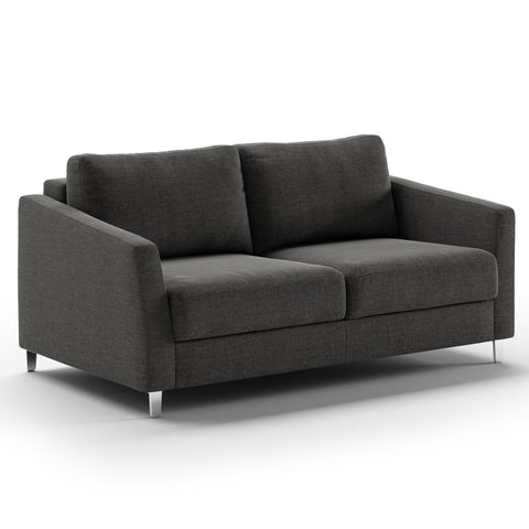 Luonto Monika FUll XL Sofabed in Fabric Oliver 515 with Chrome Foot and Nest Mechanism in Side Closed View