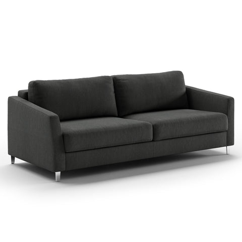 Luonto Monika King Sofabed in Fabric Loule 630 with Chrome Foot and Nest Mechanism in Side Closed View