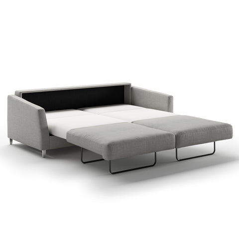 Luonto Monika King Sofabed in Fabric Oliver 173 with Chrome Foot and Nest Mechanism in Side Open View