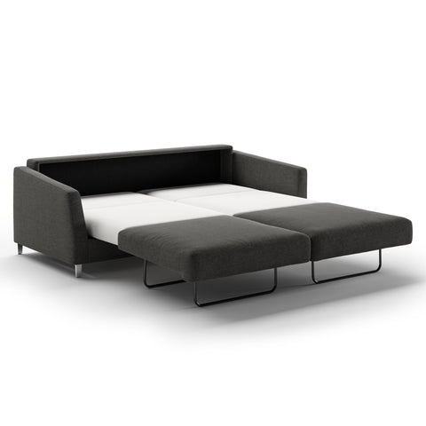 Luonto Monika King Sofabed in Fabric Oliver 515 with Chrome Foot and Nest Mechanism in Side Open View