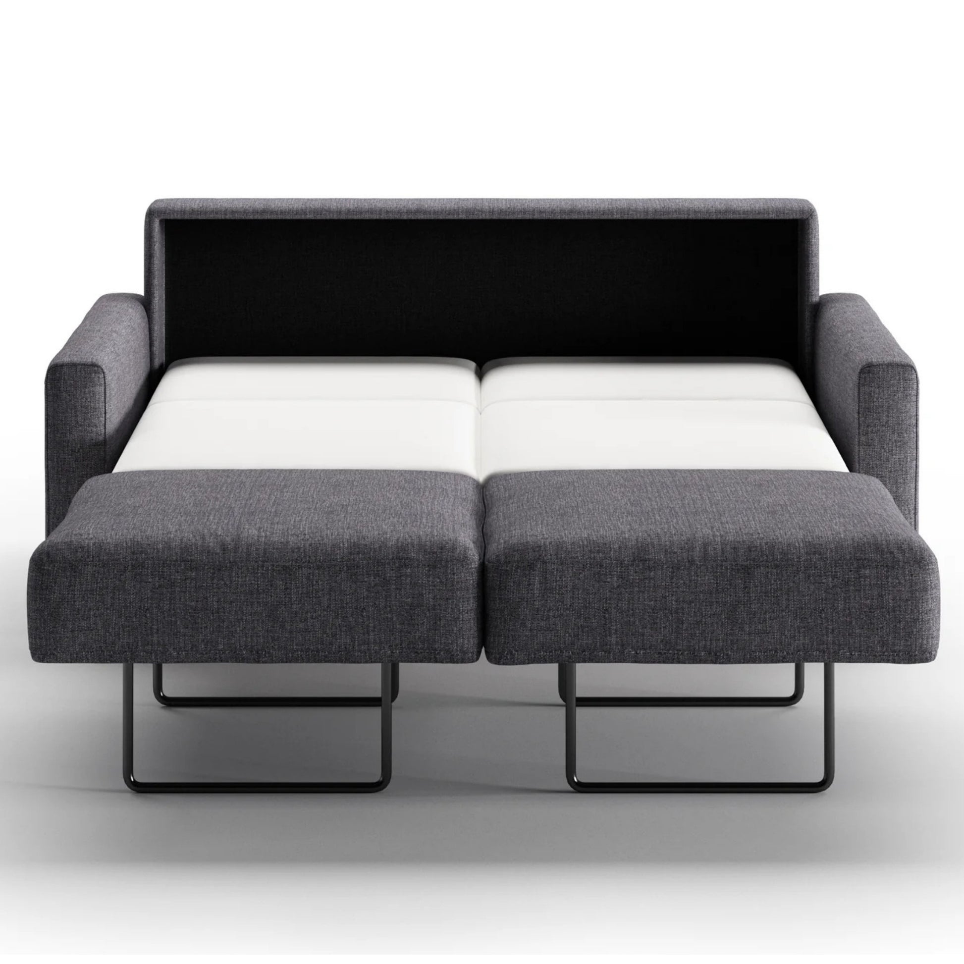 Luonto Nico Full XL Sofa Bed in Fabric Rene 04 with a Nest Mechanism in Front Open View