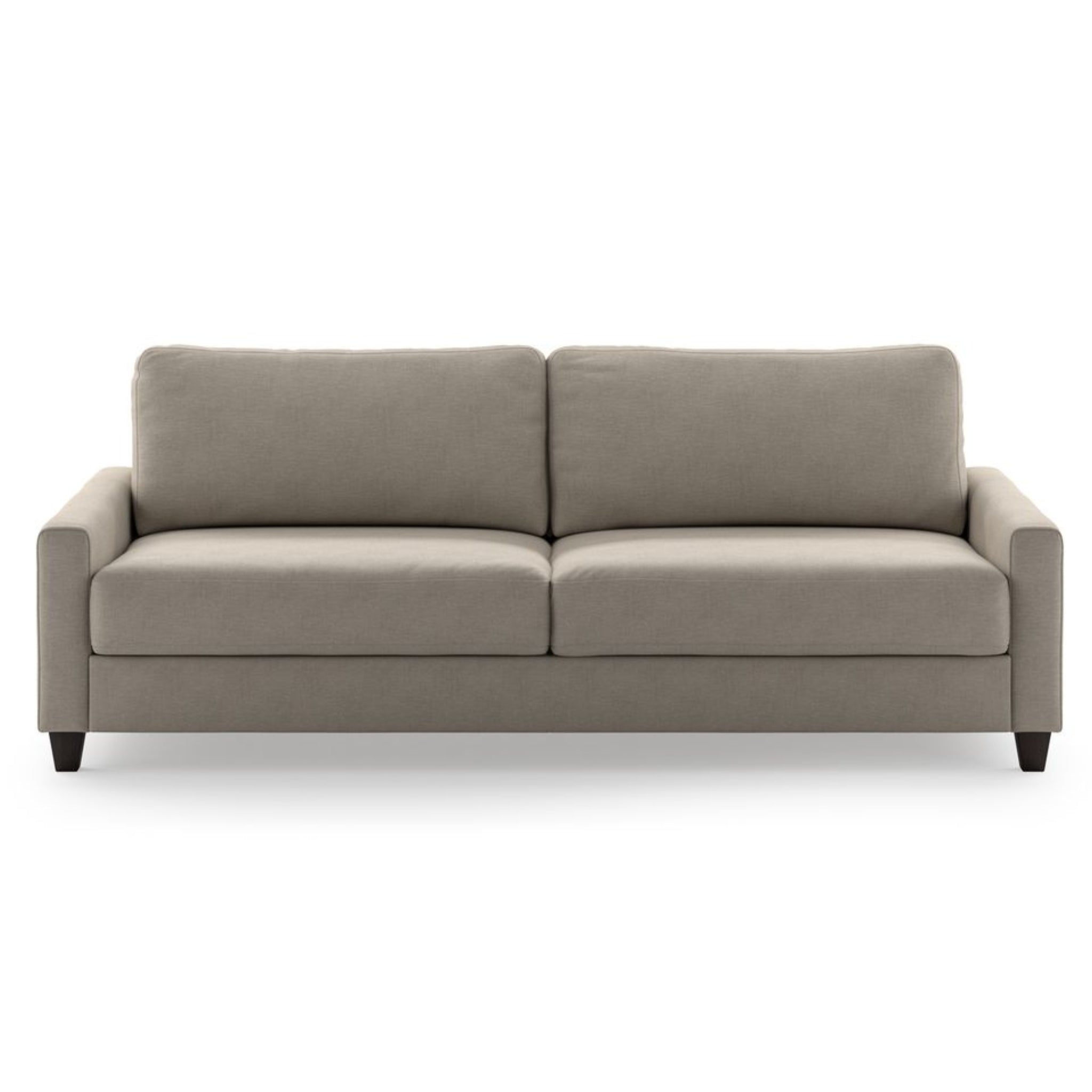 Luonto Nico King Sofa Bed in Fabric Cloud 09 with Chrome Feet and Nest Mechanism in Front Closed View