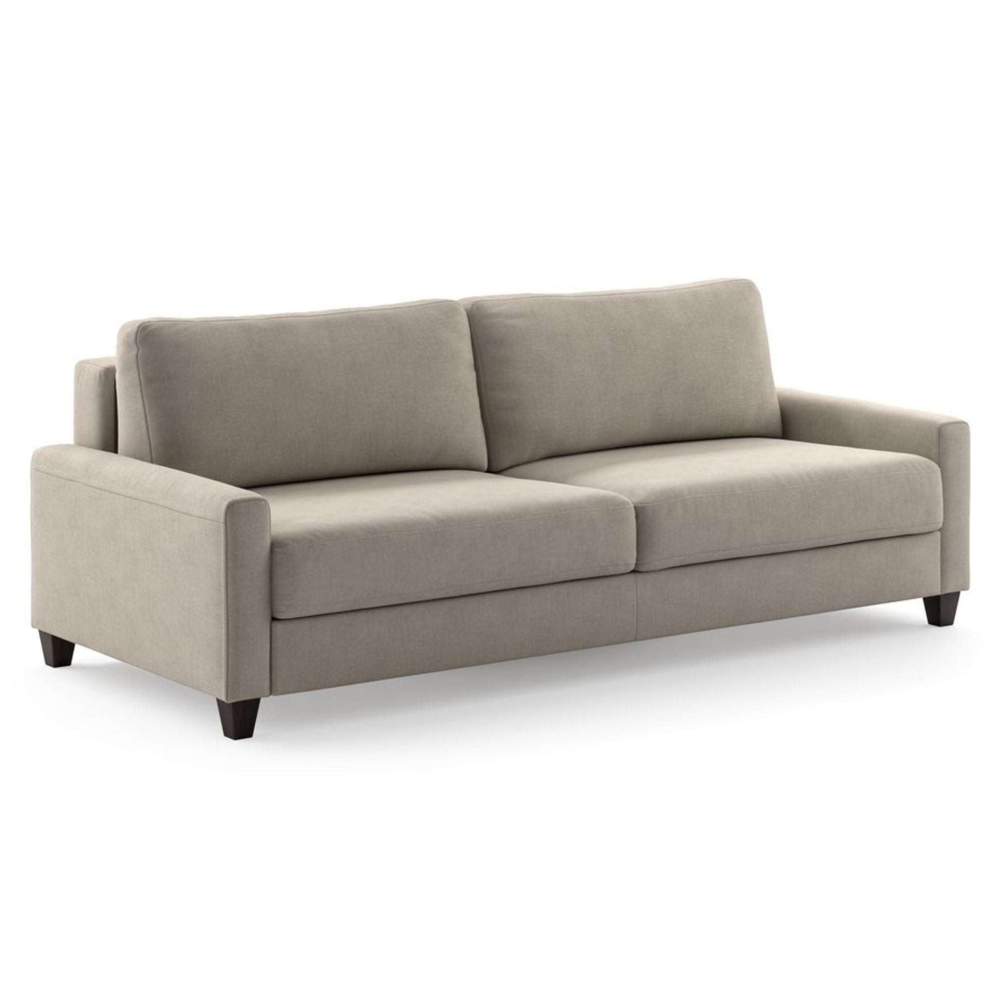 Luonto Nico King Sofa Bed in Fabric Cloud 09 with Wood Feet and Nest Mechanism in Side Closed View