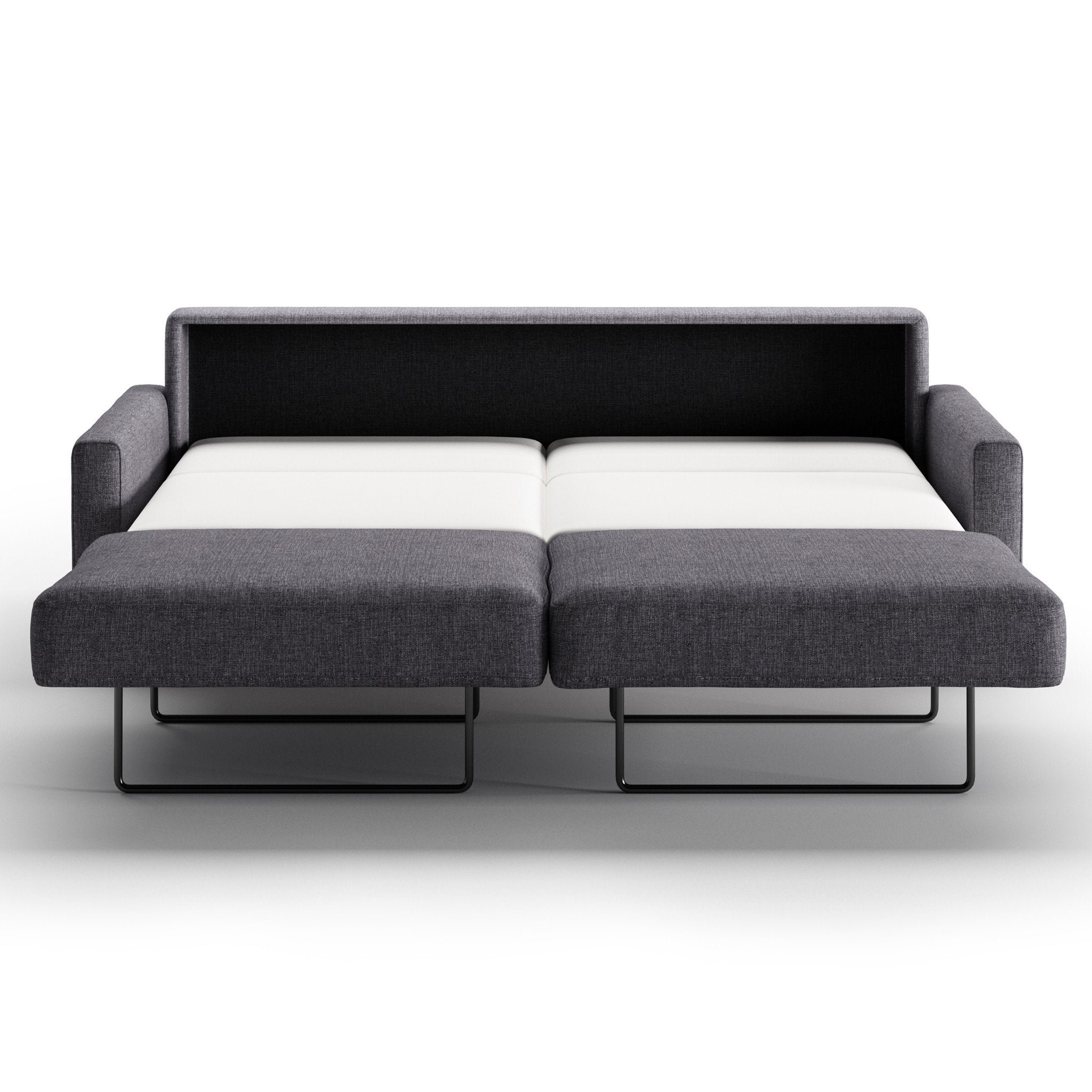 Luonto Nico King Sofa Bed in Fabric Rene 04 with Nest Mechanism in Front Open View