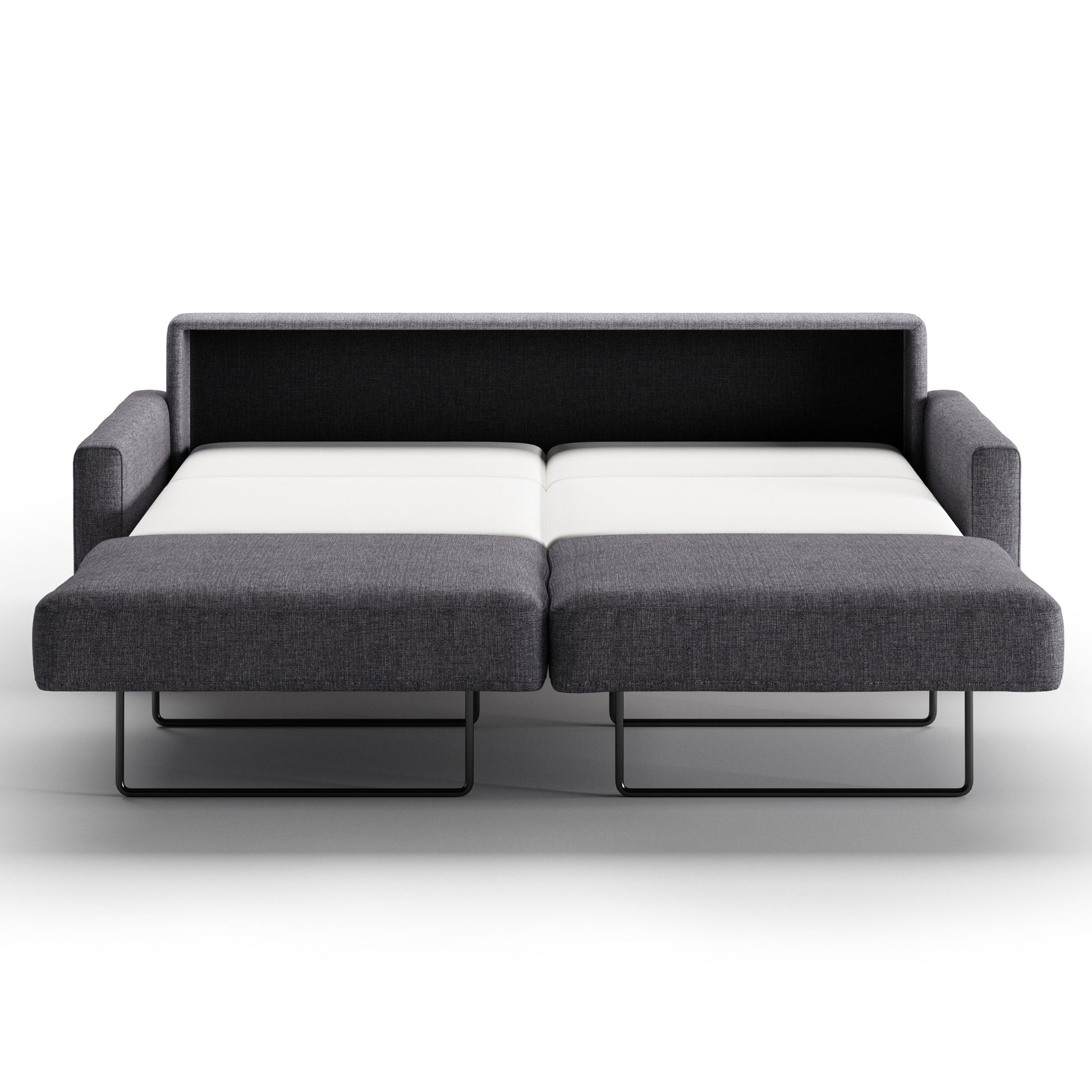 Luonto Nico King Sofa Bed in Fabric Rene 04 with Nest Mechanism in Front Open View
