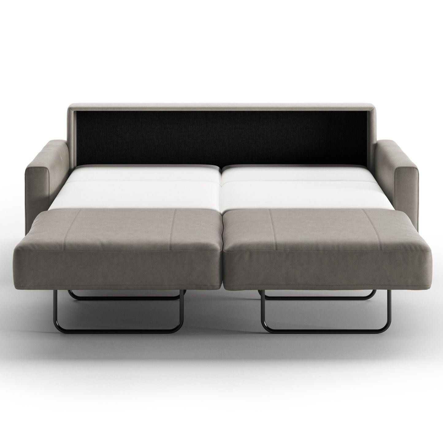 Luonto Nico Queen Sofa Bed in Fabric Soft Antique 4340 with Nest Mechanism in Front Open View