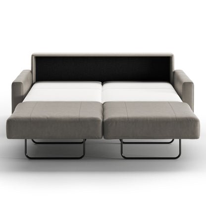 Luonto Nico Queen Sofa Bed in Soft Antique Leather 4340 with Nest Mechanism in Front Open View