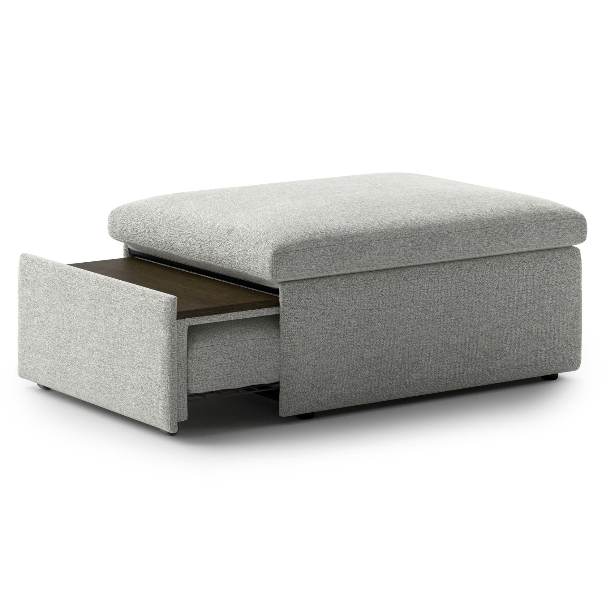 Luonto Otto Cot Sleeper Ottoman with a Drawer Mechanism and Smoked Birch Feet