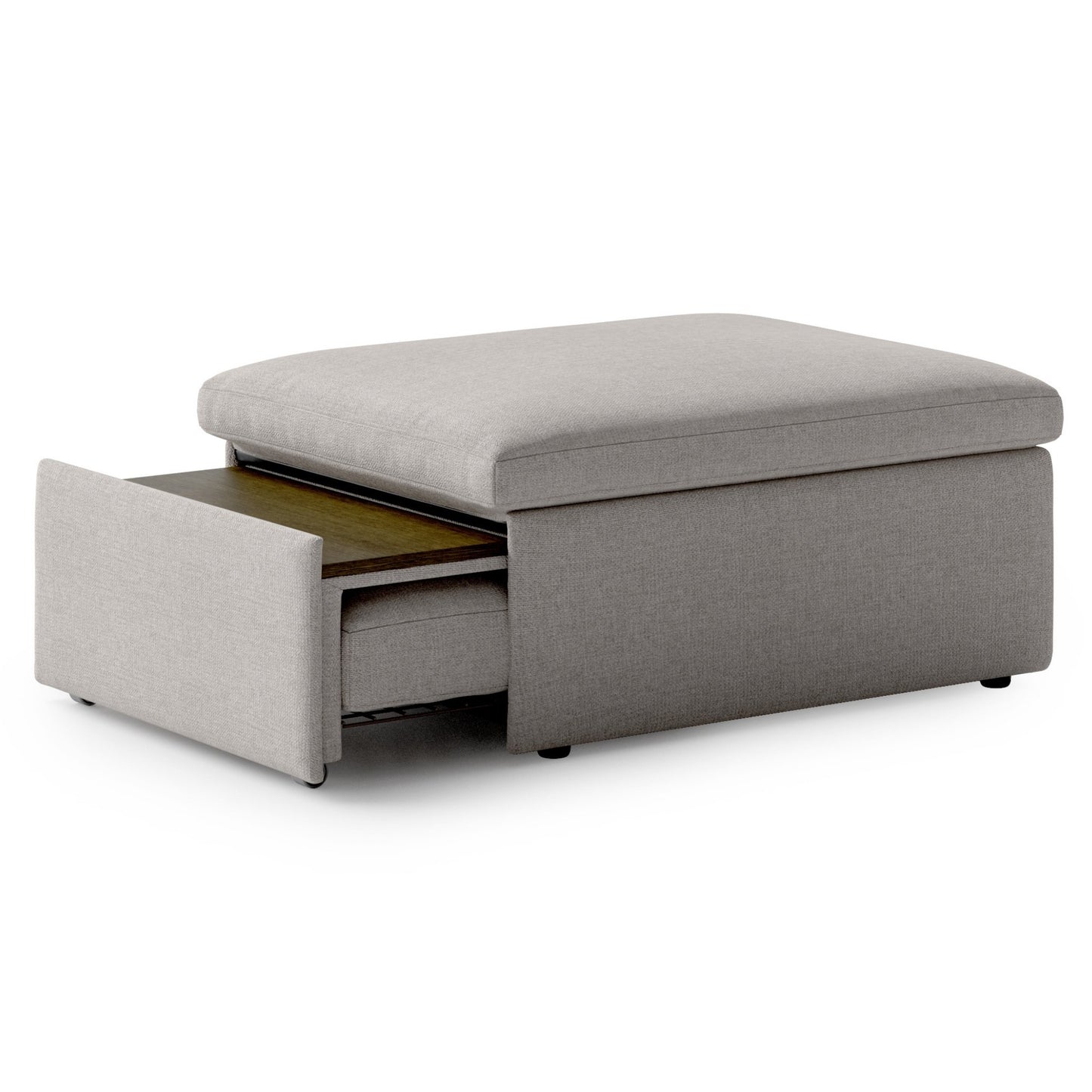 Luonto Otto Cot Sleeper Ottoman with a Drawer Mechanism and Smoked Birch Feet