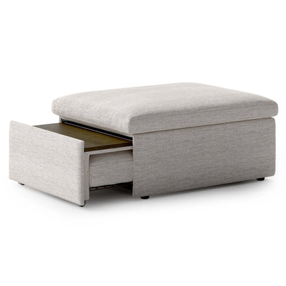 Luonto Otto Cot Sleeper Ottoman with a Drawer Mechanism and Smoked Birch Feet