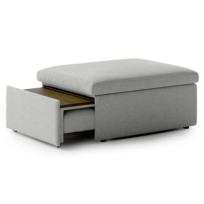 Luonto Otto Cot Sleeper Ottoman with a Drawer Mechanism and Smoked Birch Feet