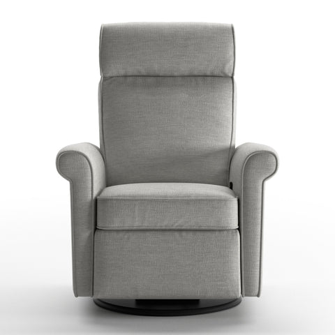 Luonto Rolled Gliding Recliner Swivel Base in Fabric Oliver 173 in Closed View