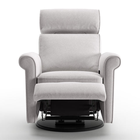 Luonto Rolled Gliding Recliner Swivel Base in Fabric Rene 01 with in Open View