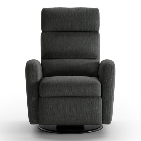 Luonto Sloped Gliding Recliner Swivel Base in Fabric Luole 630 with in Closed View