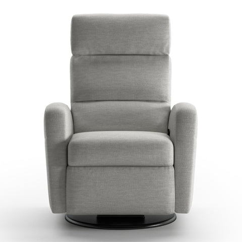 Luonto Sloped Gliding Recliner Swivel Base in Fabric Oliver 173 in Closed View