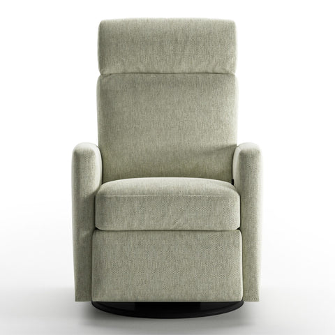 Luonto Track Gliding Recliner Swivel Base in Fabric Loule 616 with a Manual Opening in Closed View