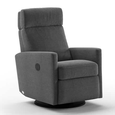 Luonto Track Gliding Recliner Swivel Base in Fabric Rene 04 in Power & Battery 
Closed View