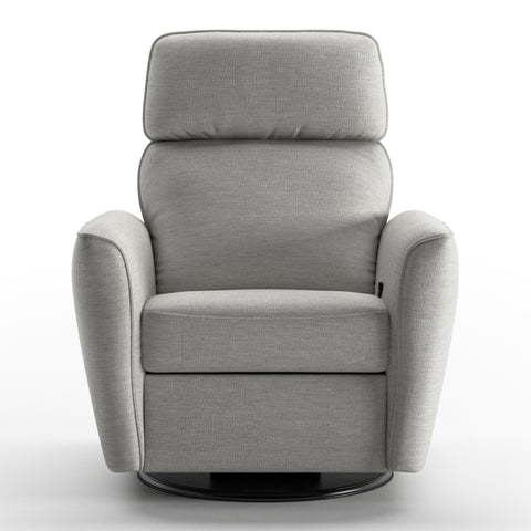 Luonto Welted Gliding Recliner Swivel Base in Fabric Oliver 173 in Closed View