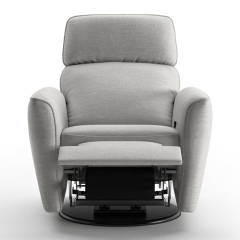 Luonto Welted Gliding Recliner Swivel Base in Fabric Oliver 173 in Open View