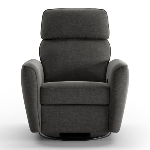 Luonto Welted Gliding Recliner Swivel Base in Fabric Oliver 515 in Closed View