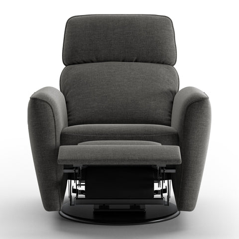 Luonto Welted Gliding Recliner Swivel Base in Fabric Oliver 515 Open Front View