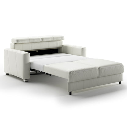 Luonto West Queen Sofabed in Leather Soft Antique 0000 with Chrome Feet and Level Mechanism