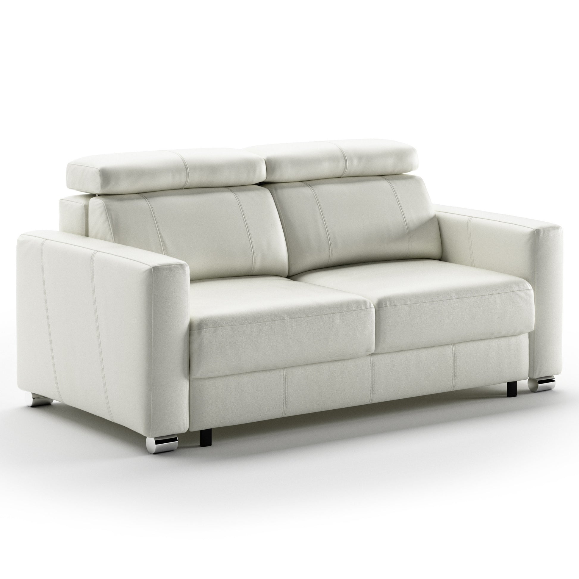 Luonto West Queen Sofabed in Leather Soft Antique 0000 with Chrome Feet and Level Mechanism