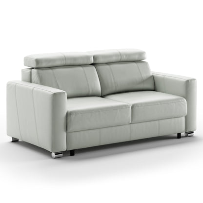 Luonto West Queen Sofabed in Leather Soft Antique 4100 with Chrome Feet and Level Mechanism