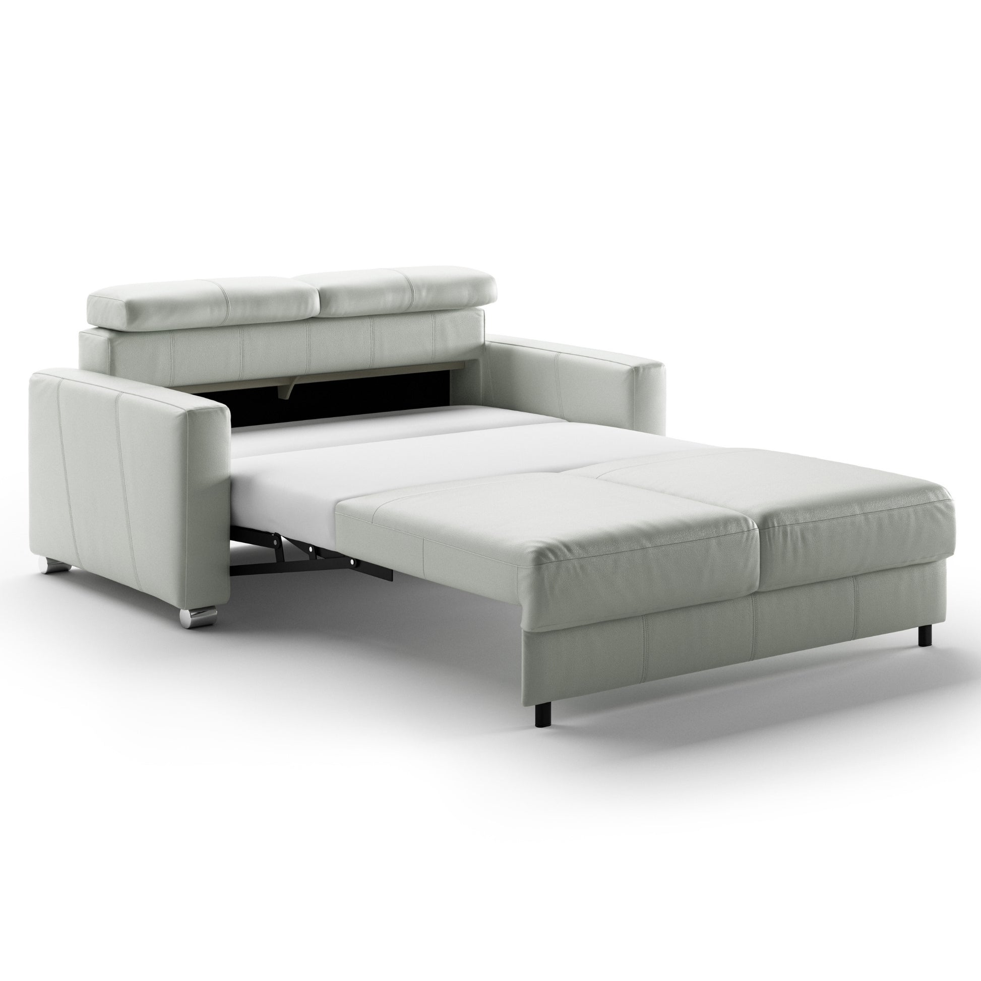 Luonto West Queen Sofabed in Leather Soft Antique 4100 with Chrome Feet and Level Mechanism