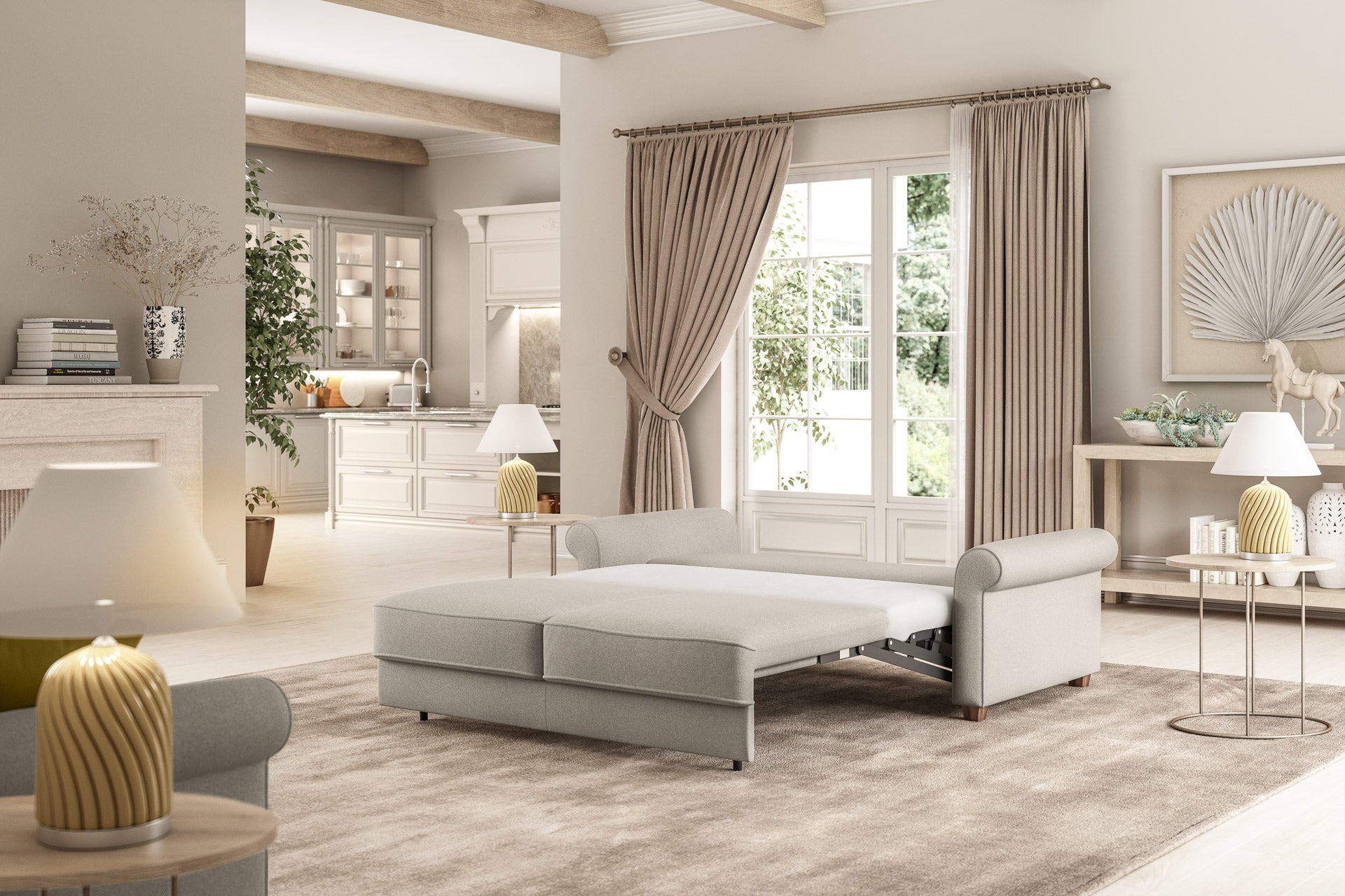 Luonto Casey Sleeper Sofa in Rene 01 - Open - lifestyle